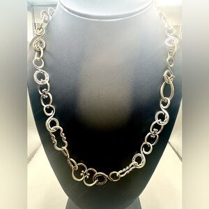 Carolyn Pollack Sterling Silver Brass Scrollwork Necklace Relios